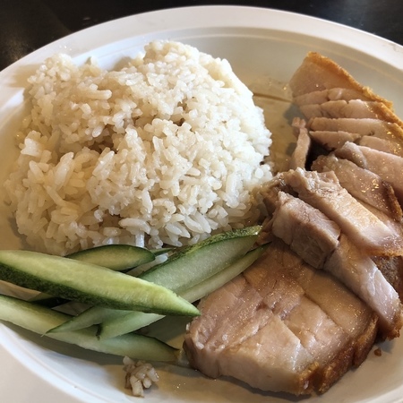 Crispy Pork Belly Rice alongside the fragrant rice